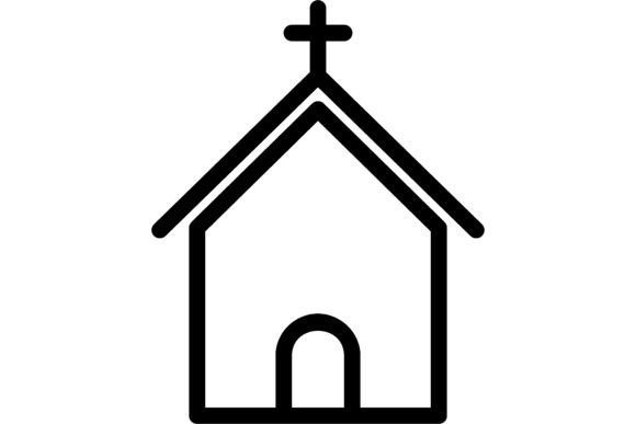 Catholic School Line Icon: Church, Monastery, and Sunday School Visuals