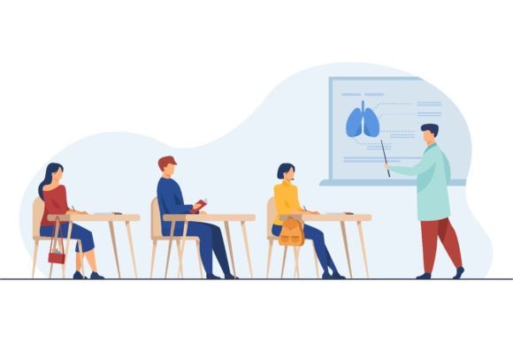 Medical Professor Presenting Organ Infographics: A Visual Tool for Education
