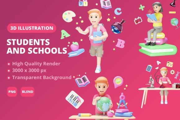 Transforming Education Visuals with Students and Schools 3D Character Assets