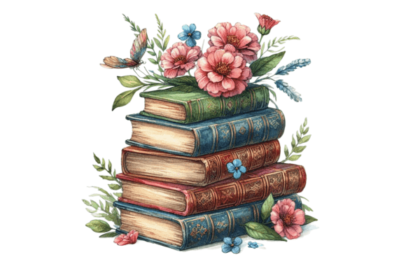 Watercolor Vintage Books with Flowers: A Guide to Choosing and Using High-Quality Digital Art