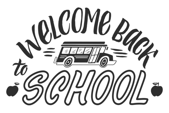 Welcome to School Logo with Bus. Kids Ed